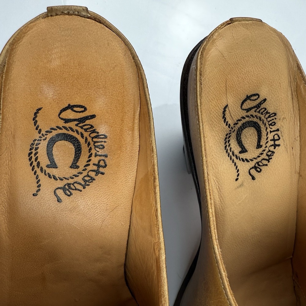 Lucchese Charlie‎ Horse Women's Mules Sz 7B Western Brown Leather Artisan Shoes - Picture 4 of 16